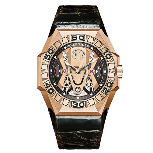 REEF TIGER Herren Tourbillon Automatik mit Edelstahl Armband RGA6912 (RGA6912-PPWL) von REEF TIGER