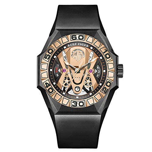 REEF TIGER Herren Tourbillon Automatik mit Edelstahl Armband RGA6912 (RGA6912-TPBR) von REEF TIGER