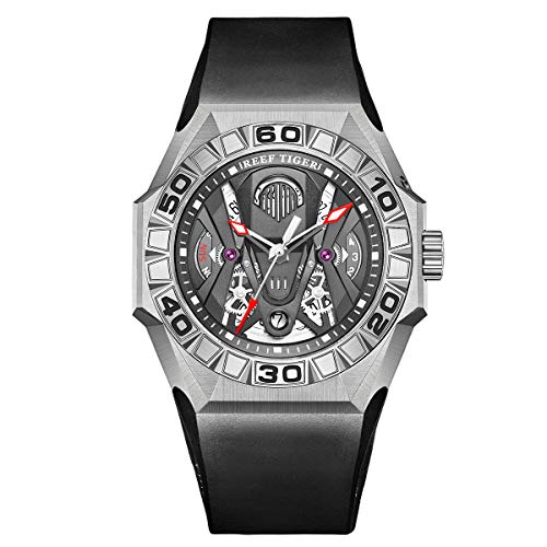 REEF TIGER Herren Tourbillon Automatik mit Edelstahl Armband RGA6912 (RGA6912-YBBR) von REEF TIGER