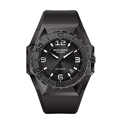 REEF TIGER Herren Uhr analog Automatik mit Kautschuk Armband RGA6903 (RGA6903-BBBR) von REEF TIGER