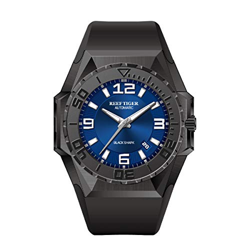 REEF TIGER Herren Uhr analog Automatik mit Kautschuk Armband RGA6903 (RGA6903-BLBR) von REEF TIGER