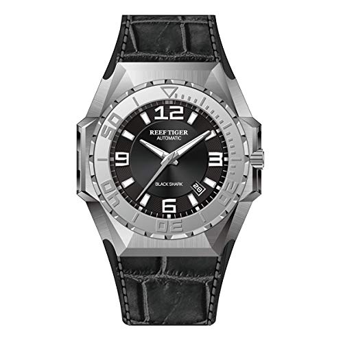 REEF TIGER Herren Uhr analog Automatik mit Leder Armband RGA6903 (RGA6903-YBB) von REEF TIGER