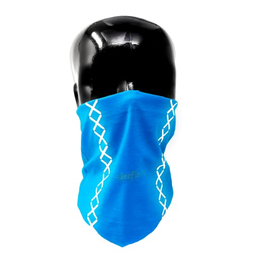 REEFLEXX Plain Blue Loop, Schlauchschal Halstuch Multifunktionstuch Blau, bedruckt und mit Reflektoren atmungsaktiv, für Erwachsene von REEFLEXX