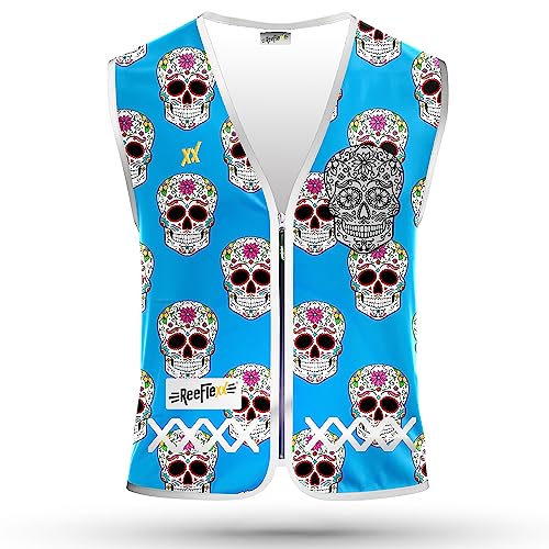 REEFLEXX Warnweste Damen Sicherheitsweste in blau, erhöhte Sichtbarkeit im Straßenverkehr, Joggen, Fahrrad oder Auto, Blue Catrina, Größe M/L von REEFLEXX