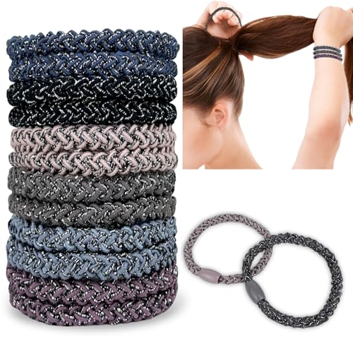 12 Haargummis, Pferdeschwanzhalter in verschiedenen Farben, elastische Haargummis, keine Beschädigungen, Haargummi-Armbänder, dehnbare Haargummis, Haar-Accessoires für Frauen und Mädchen von REEKNOKOL