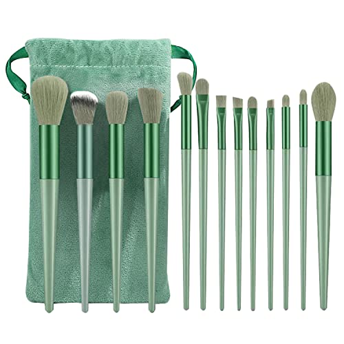 REEKNOKOL 13-teiliges Make-up-Pinsel-Set, Make-up-Pinsel, professioneller Make-up-Pinsel, weiches Make-up-Pinsel-Set mit Plüschtasche für Gesicht, Rouge, Lidschatten, Lipgloss, Puder (Cyan) von REEKNOKOL