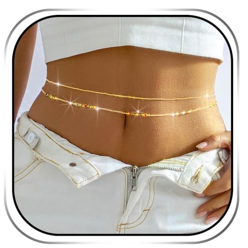REETAN Boho-Perlen-Taillen-Bauchkette, Gold-Bikini, Sommer, Strand, Körperschmuck für Damen REETAN Boho-Perlen-Taillen-Bauchkette, Gold-Bikini, Sommer, Strand, Körperschmuck für Damen von REETAN