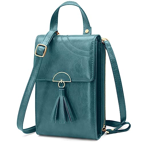 Handy Umhängetasche PU Leder Handytasche zum Umhängen Damen Crossbody Tasche mit RFID Kartenfächer,Damen handtasche Moderne Taschen Schultertasche mit Verstellbar Abnehmbar Schultergurt (A-Dunkelblau) von REETEE