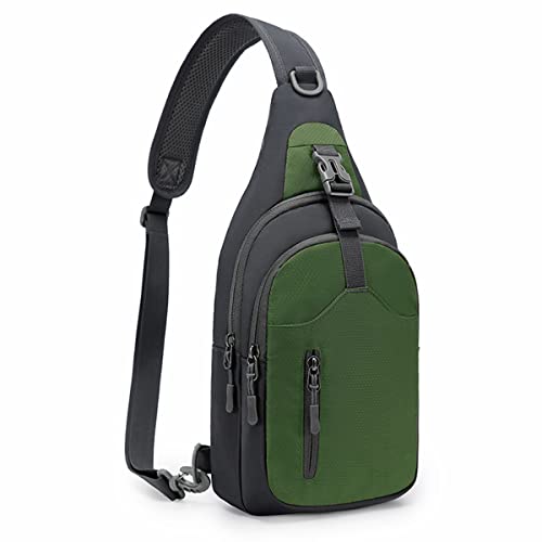 REETEE Leichte Brusttasche Sling Schulter Rucksäcke, Brusttasche Herren mit Verstellbarem Schultergurt, Umhängetasche Crossbody Bag Backpack für Outdoorsport, Radfahren, Hundewandern (dunkelgrün) … von REETEE