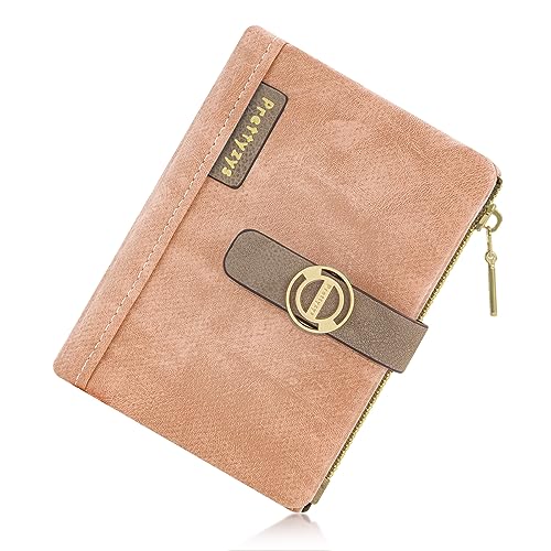 REETEE Damen Geldbörse Klein und im Kurzformat Portmonee Damen PU Leder Portemonnaie mit Mehreren Fächern, Geldbeutel mit Zipper Münzfach Kleines Brieftasche (Rosa) von REETEE