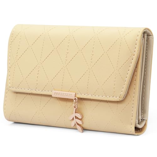 REETEE Damen Geldbeutel aus Weichem Veganem Leder Kleine Portemonnaie Damen mit Vielen Fächern, Mini Portmonee mit Münzfach und Kartenfächer Frauen Geldbörs (M-Aprikose) von REETEE