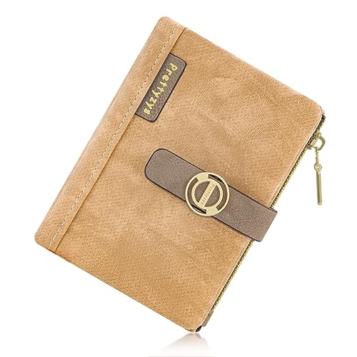 REETEE Damen Geldbörse Klein und im Kurzformat Portmonee Damen PU Leder Portemonnaie mit Mehreren Fächern, Geldbeutel mit Zipper Münzfach Kleines Brieftasche (Aprikose) von REETEE