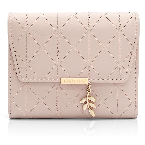 REETEE Damen Geldbeutel aus Weichem Veganem Leder Kleine Portemonnaie Damen mit Vielen Fächern, Mini Portmonee Damen mit Münzfach und Kartenfächer Frauen Geldbörse (Rosa-1) von REETEE
