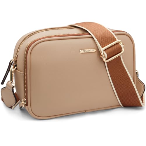 REETEE Damen Kleine Umhängetasche Leder Handy Umhängetasche Crossbody Bag Damen mit Breitem Gurt Stylisch Handtasche Damen Handytasche zum Umhängen mit Kartenschlitz Verstellbar Schultergurt (Khaki) von REETEE
