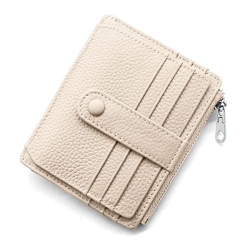 REETEE Geldbörse Damen Herren Klein Echtes Leder Kreditkartenetui RFID Schutz Geldbeutel Damen Kartenetui mit Münzfach, Mini Männer Portemonnaie 14 Kartenhalter Slim Wallet Geschenkbox (Weiß) von REETEE