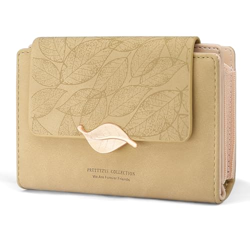 REETEE Geldbörse Klein Damen PU Leder Geldbeutel Damen Klein und im Kurzformat Portemonnaie Viele Fächer, Portmonee mit 10 Kartenfächer und Zipper Münzfach Brieftasche … (X-Aprikose) von REETEE
