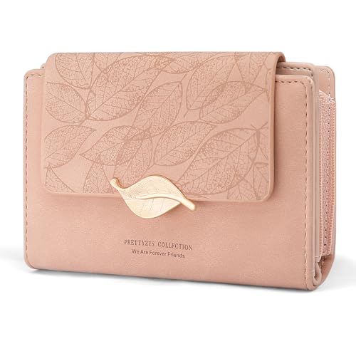 REETEE Geldbörse Klein Damen PU Leder Geldbeutel Klein und im Kurzformat Portemonnaie Viele Fächer, Portmonee Damen mit 10 Kartenfächer und Zipper Münzfach Brieftasche (X-Rosa) von REETEE