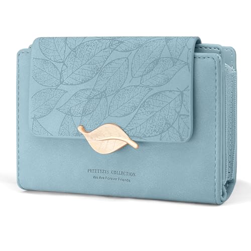 REETEE Geldbörse Klein Damen PU Leder Geldbeutel Damen Klein und im Kurzformat Portemonnaie Viele Fächer, Portmonee mit 10 Kartenfächer und Zipper Münzfach Brieftasche … (X-blau) von REETEE