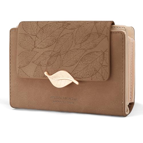 REETEE Geldbörse Klein Damen PU Leder Geldbeutel Damen Klein und im Kurzformat Portemonnaie Viele Fächer, Portmonee mit 10 Kartenfächer und Zipper Münzfach Brieftasche … (X-braun) von REETEE