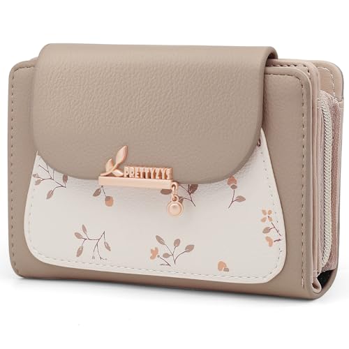 REETEE Geldbörse Klein Damen PU Leder Geldbeutel Klein und im Kurzformat Portemonnaie Damen Viele Fächer, Portmonee mit 10 Kartenfächer und Zipper Münzfach Brieftasche (A-Aprikose) von REETEE