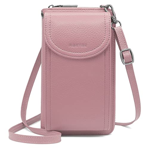 REETEE Handytasche zum Umhängen RFID Schutz Geldbeutel Damen Handy Umhängetasche Leder Viele Fächer Handy Schultertasche mit 12 Kartenfächer Klein Crossbody Handytasche Geldbörse für Frauen (Rosa) … von REETEE