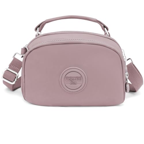 REETEE Kleine Umhängetasche Damen Wasserdicht Nylon Crossbody Bag Damen mit Mehreren Taschen,Stylisch Handtasche Damen Umhängetasche mit Abnehmbar Schultergurt (Hellviolett) von REETEE