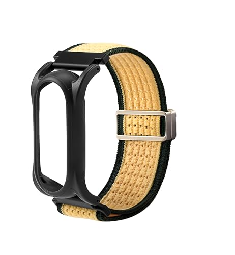 Verstellbares, weich gewebtes Nyon-Armband + Schutzhülle für PLAUD NotePin AI-Diktiergerät, verbessertes 18-mm-Pin-Schnellverschluss-Notepin-Armband für einfachen Armbandwechsel, Grün und Gelb von REEYEAR