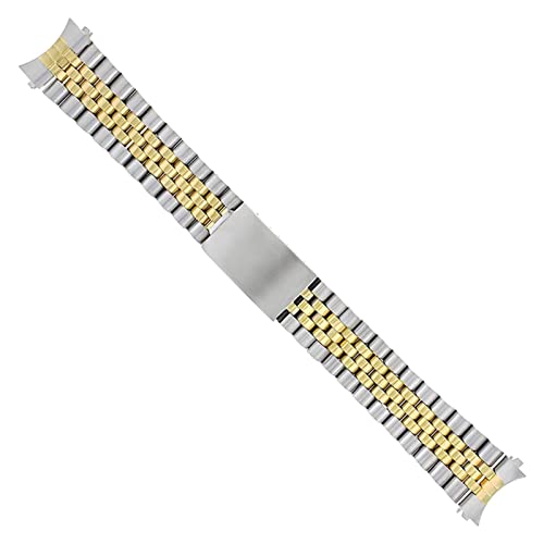 316L Edelstahl 18MM 19MM 20MM Uhrenarmband Armband passend for Seiko 5 (Color : 2 Tone Gold, Size : 19mm) von REFKIT