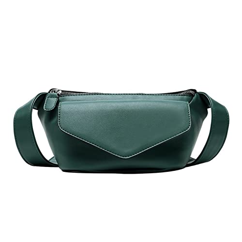 Casual Taille Taschen for Frauen Leder Schulter Tasche Reise Kleine Brust Tasche Frauen Fanny-Pack Gürtel Geldbörsen Einfarbig (Color : Green Waist Bag, Size : 1) von REFKIT