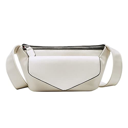 Casual Taille Taschen for Frauen Leder Schulter Tasche Reise Kleine Brust Tasche Frauen Fanny-Pack Gürtel Geldbörsen Einfarbig (Color : White Waist Bag, Size : 1) von REFKIT