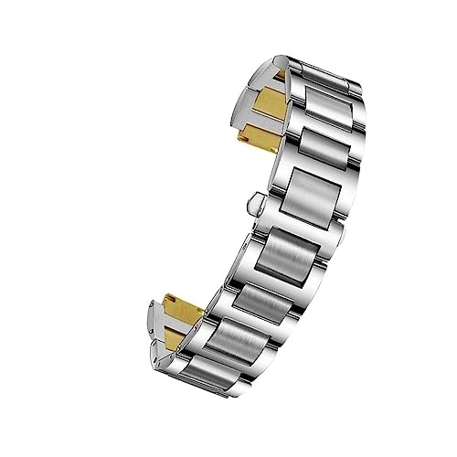 Edelstahl-Lug-End-Armband for C-Artier, for Ballon Bleu-Serie, 20 x 12 mm, 18 x 11 mm, 14 x 8 mm, for W6920046, Riemen, Damen- und Herrenarmband (Color : Silver gold, Size : 14X8mm) von REFKIT