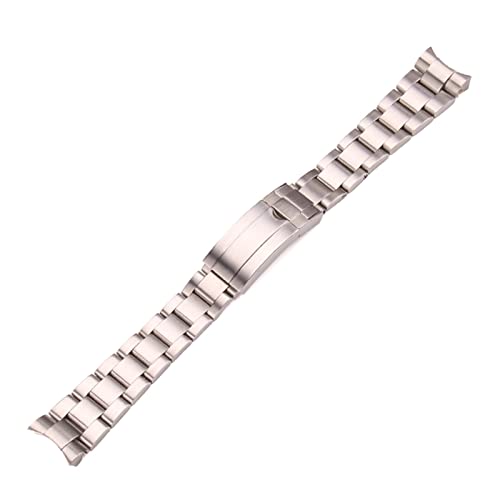 REFKIT 20 mm 316L Edelstahl Uhrenarmbänder Armband Silber gebürstetes Metall gebogenes Ende Ersatzglied Faltschließe Uhrenarmband von REFKIT