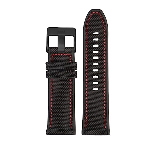 REFKIT For DIESEL for Dz4500 for Dz4506 for DZ7420 for DZ4318 Leinwand Silikon Armband männer 24 26 28mm Zubehör nylon Armband (Color : Black red black, Size : 26mm) von REFKIT