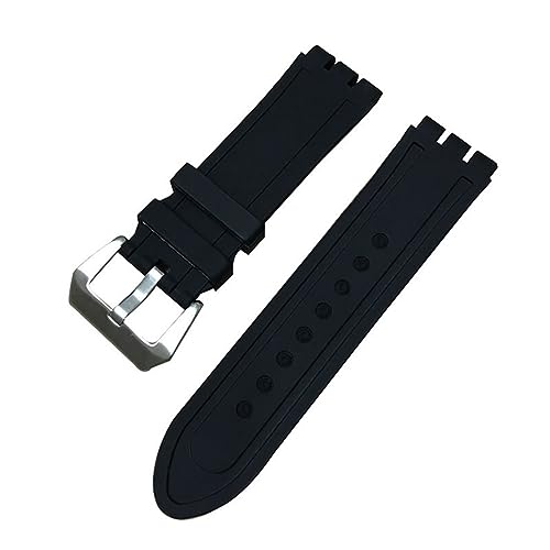 REFKIT For Swatch for YOS440 for YOS413 for YOS424 Silikon Armband Herren Schwarz Gummi Armband Handgelenk Strap Armband 23m Uhr zubehör (Color : Black Silver Buckle, Size : 23mm) von REFKIT