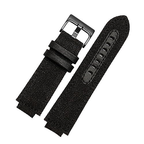 REFKIT Lederarmband for Timex for Tidal for Compass Armband for T2n739 for T2n720 for T2n721 Canvas-Uhrenarmband 24 x 16 mm Herren-Konvexmund (Color : Canvas black black, Size : 24x16mm) von REFKIT