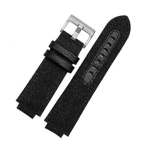 REFKIT Lederarmband for Timex for Tidal for Compass Armband for T2n739 for T2n720 for T2n721 Canvas-Uhrenarmband 24 x 16 mm Herren-Konvexmund (Color : Canvas black silver, Size : 24x16mm) von REFKIT