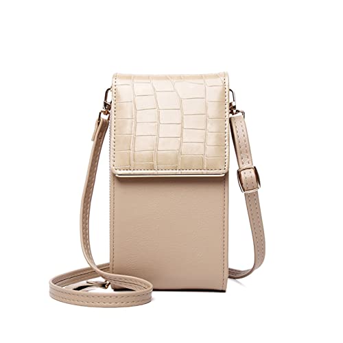 REFKIT Tasche for Damen, Handytasche, multifunktionale Damen-Geldbörse mit Einer Schulter, schräger Abdeckung, Mini-Geldbörse mit Steinmuster (Color : Apricot) von REFKIT