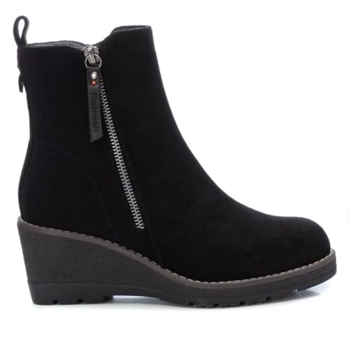 REFRESH Schwarze Wildleder-Stiefeletten -Höhe Keil 6cm von REFRESH