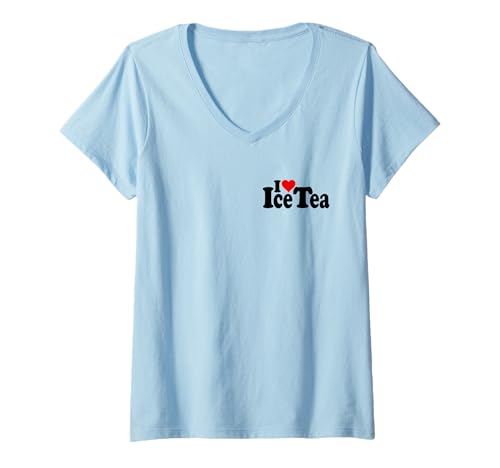 Damen I Love Heart Ice Tea EISTEE T-Shirt mit V-Ausschnitt Damen I Love Heart Ice Tea EISTEE T-Shirt mit V-Ausschnitt von REFRESHING ICED TEA APPAREL