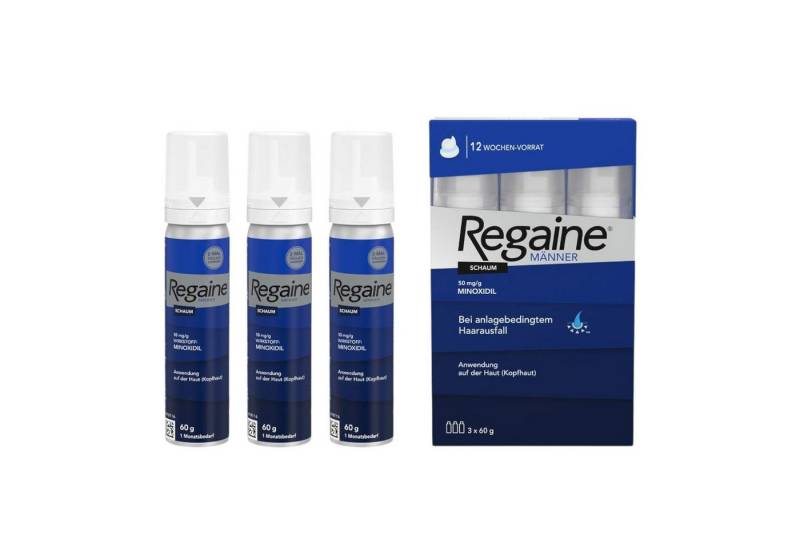REGAINE Haarkur Männer Schaum mit Minoxidil bei erblich bedingtem Haarausfall 3x 60ml, 3-tlg. von REGAINE