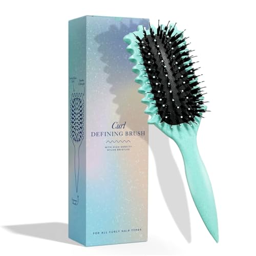 Lockenbürste, curly hair brush, curling roll comb locken bürste 2024 NEU define styling brüsh, curl defining brüsh, Haarbürste zum Entwirren für Frauen (B) (Blau) von REGAPOG