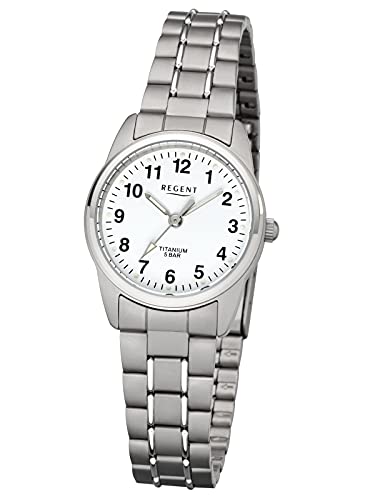 Regent Damen Analog Quarz Uhr mit Titan Armband 12290450 von REGENT