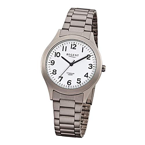 Regent Herren Analog Quarz Uhr mit Titan Armband 11090287 von REGENT