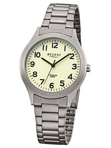 Regent Herren Analog Quarz Uhr mit Titan Armband 11090360 von REGENT