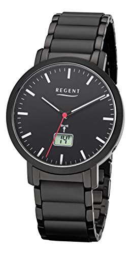 Regent Herren Analog-Digital Quarz Uhr mit Edelstahl Armband 11030181 von REGENT