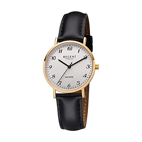 REGENT Damen Analog Quarz Uhr mit Leder Armband 12100672 von REGENT