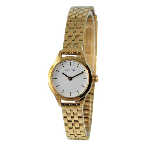 REGENT Damen Armbanduhr Analog Metallarmband Gold UR2211596 Analoguhr von REGENT