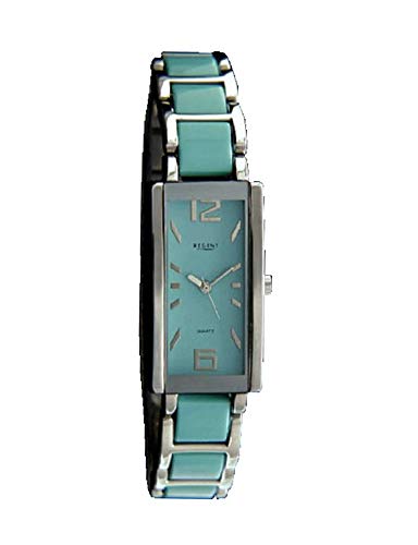 REGENT Damen-Armbanduhr Analog Quarz mit Edelstahl-Kunststoff Armband 4325 (hellblau) von REGENT