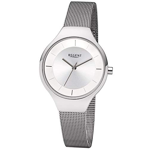 REGENT Damen-Armbanduhr Edelstahl mit Milanaiseband Edelstahl BA-454 von REGENT