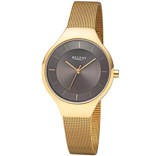 REGENT Damen-Armbanduhr Edelstahl mit Milanaiseband Edelstahl IPG BA-456 von REGENT